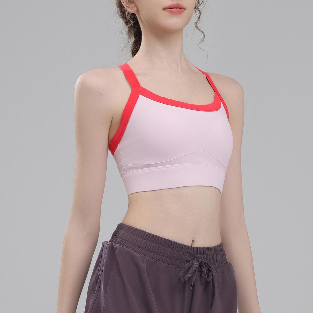 High-Strength Shockproof Sports Bra Quick-Drying One-Piece Contrast Color Yoga Bra for Women
