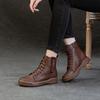 New Martin Boots Women's Soft Leather Short Boots Thick-soled Spring and Autumn European and American Single Boots Round Head Lace-up Single Boots