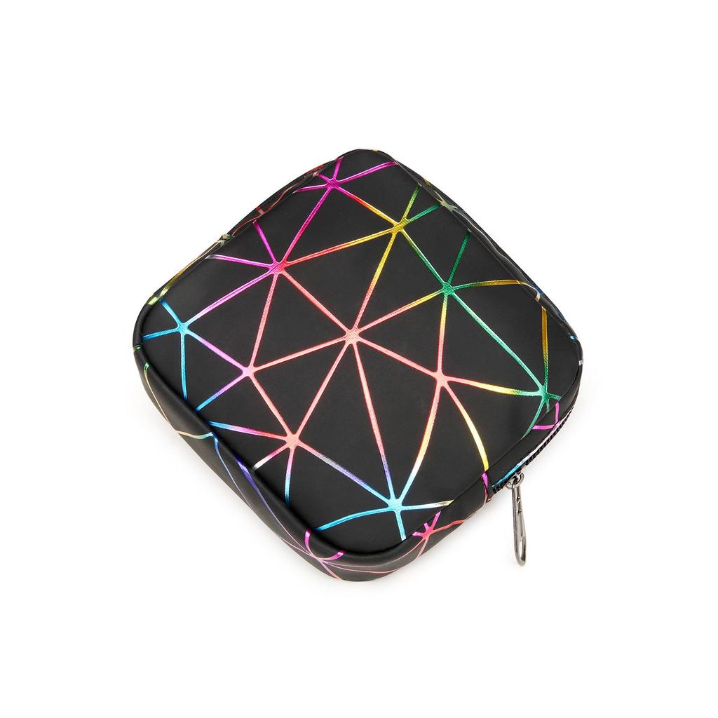PU Multi-Purpose Diamond Pattern Sanitary Napkin Bag: Portable Menstrual Pad, Lipstick, & Coin Purse for Girls