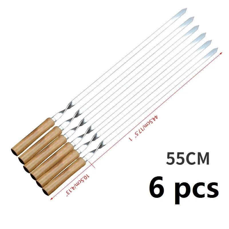 

6 шт. игла для гриля барбекю вилка для барбекю шампуры длинная ручка шашлык острая вилка для жарки инструмент из нержавеющей стали набор аксессуаров
