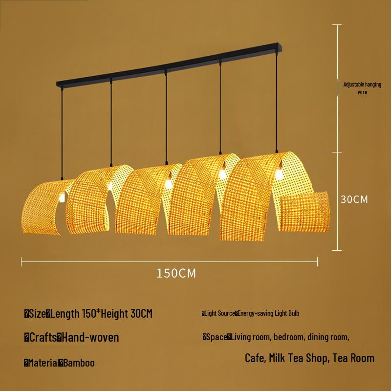 Bamboo Weaving Chandelier: Japanese Bar & Zen Tea Room Decor