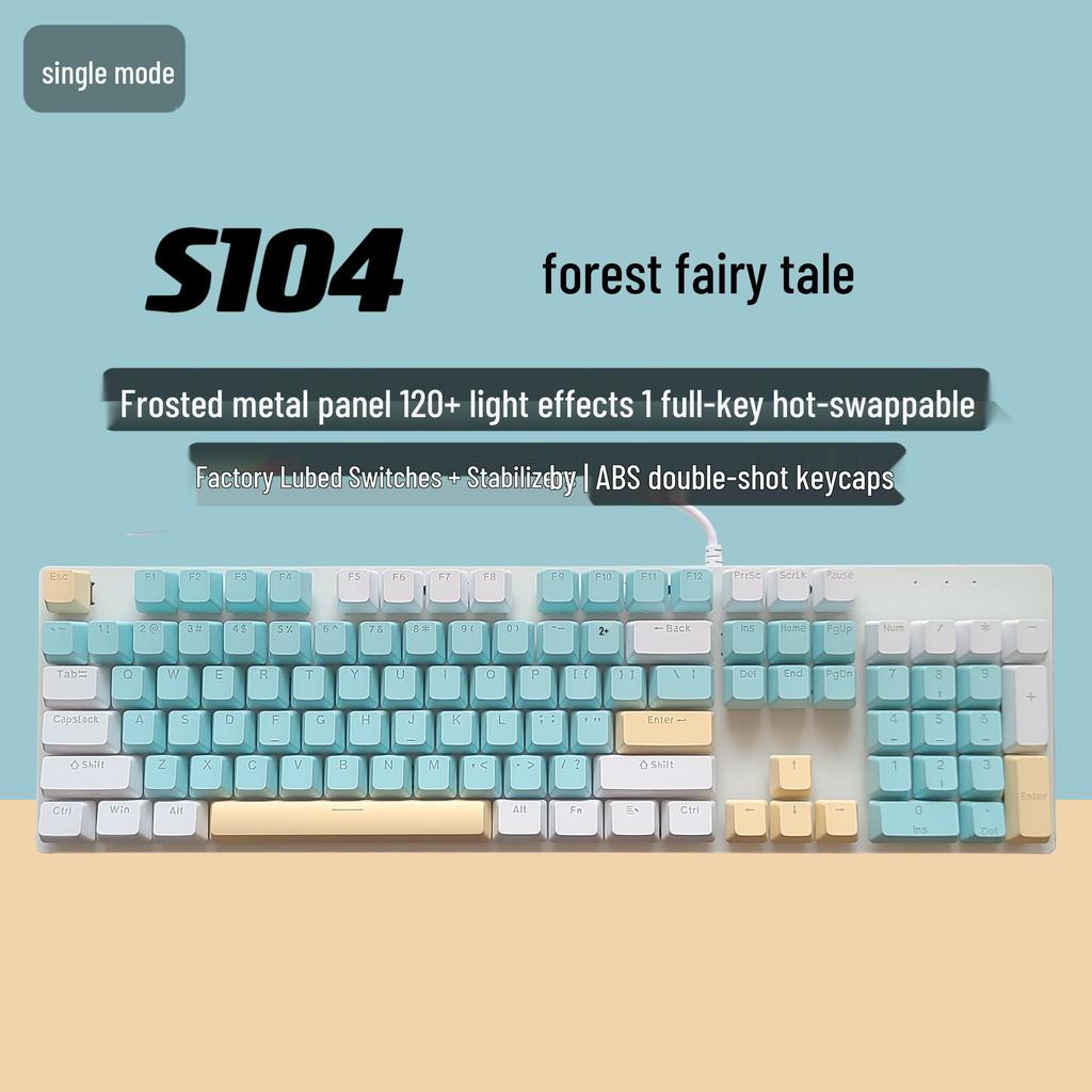 S104 Hot-Swappable Wired Mechanical Keyboard - Blue/Brown Switch, Perfect for Men & Women Gamers