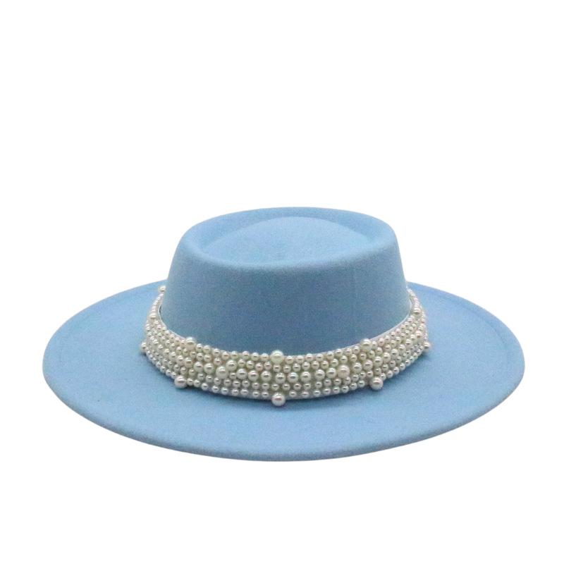 French Retro British Flat Top Top Hat Season Men'S And Women'S Hats Hepburn Face Small Felt Hat