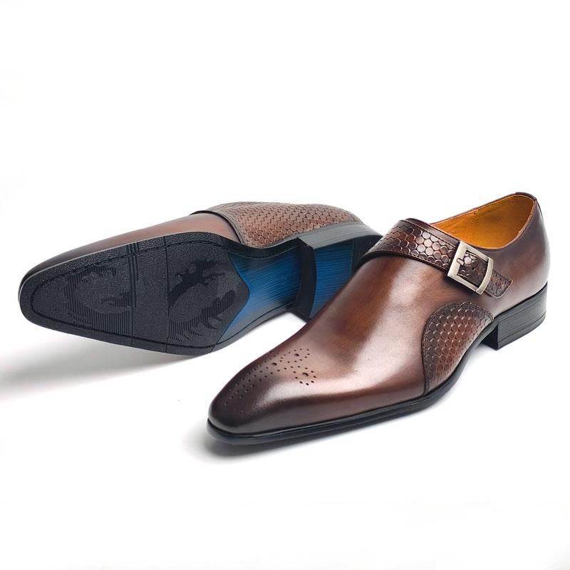 Fashion Luxury Men's Leather Shoes Good Quality Leisure Business Fashion Office Shoe Monk Style Dress Wedding Party Genuine Cow Leather
