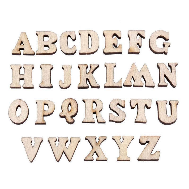 Details about / 100pcs Wooden Letters Alphabet Wooden Embellishments Decor Crafts DIY R5A2