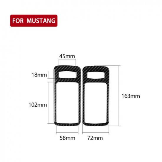 2Pcs Car Carbon Fiber Interior Door Handle Bowl Trim Cover For Ford Mustang
