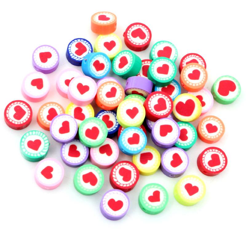 50pcs 10mm Clay Spacer Beads Polymer Loose Beads Random Colors Fruit Flower Animal Shape For Jewelry Making DIY Accessories