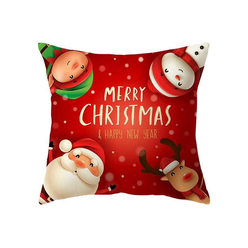 Merry Christmas Santa Claus Print Pattern Cushion Cover Home Living Room Sofa Decoration Square Polyester Pillow Pillow Cover