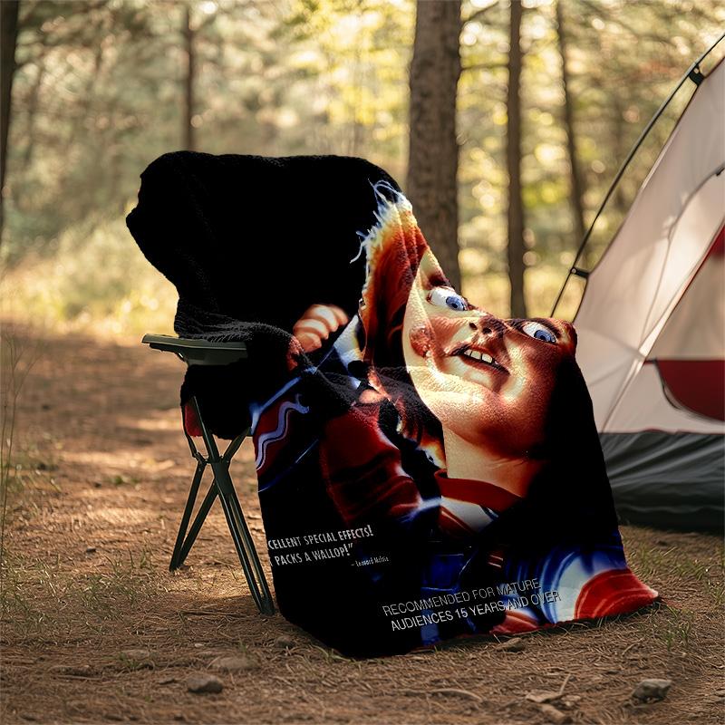 1pc Chucky3 Theme Blanket - Digital Print, Polyester, Cozy for All Seasons, Perfect for Outdoor, Camping, and Travel