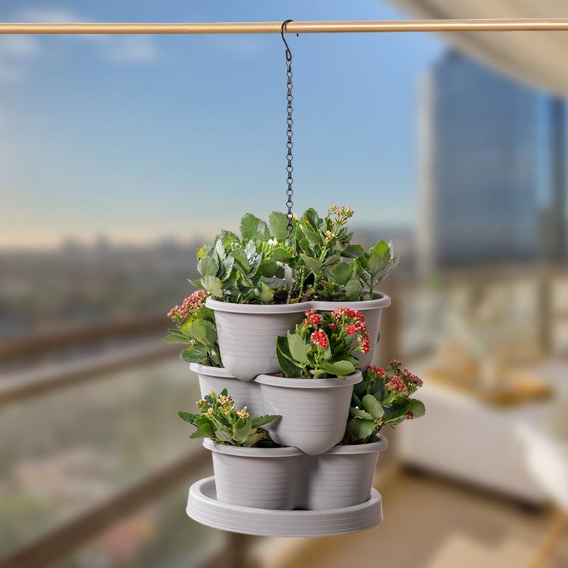 Vegetable Plastic Pot Family Balcony Strawberry Potted Plant Three Dimensional Multi-layer Space Saving Planting Flower Pots