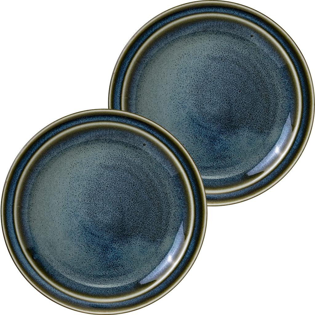 Minoru Pottery Mino Ware MAMANI 140 Plates, Green, Set of 2