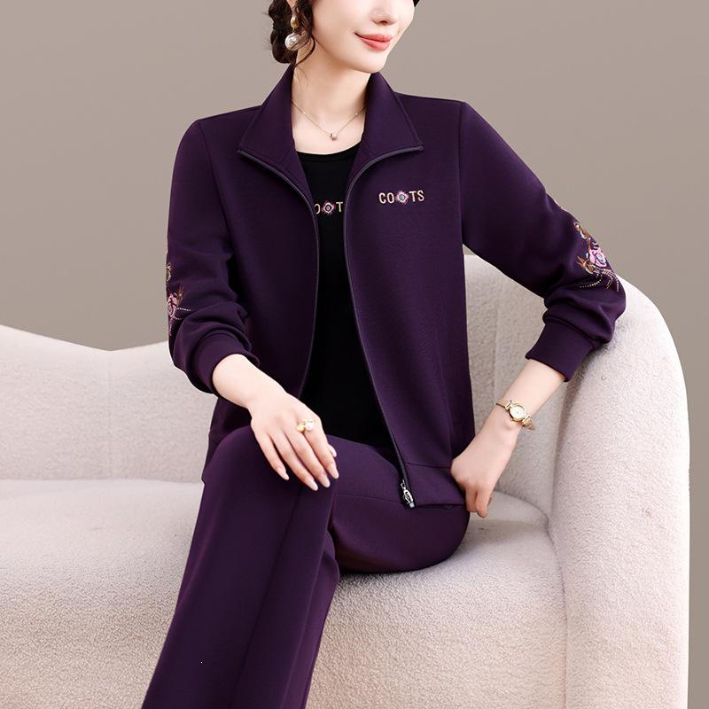 Women's Casual Sportswear: Spring/Autumn Loose Hoodie, Long Pants, Outdoor Jogging/Fitness Three-Piece Set