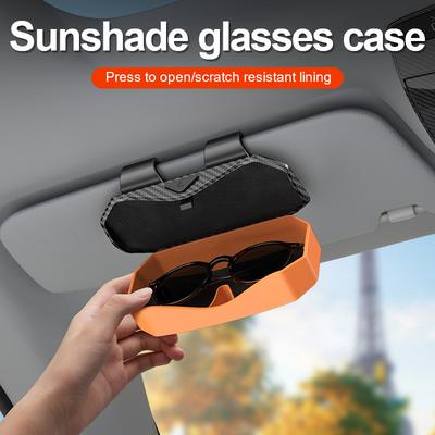 Car Glasses Case Vehicle Sunglasses Storage Box Sun Visor Sunshade Clip Accessories Interior Scratch Resistant Material Inside