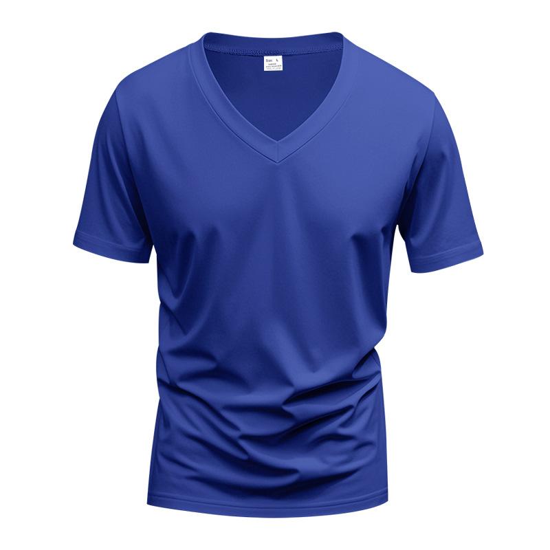 Herren T-Shirt mit V-Ausschnitt, lässig, Slim Fit, kurzärmelig, weich, leicht, einfarbig
