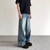 JYL Unisex Straight Jeans American Cleanfit Vintage Blue High-Street Loose Wide-Leg Denim
