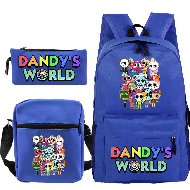 Neue Dandy-Welt Peripherie Druck Schultasche Student Lässige Federtasche Umhängetasche Dreiteiliges Set