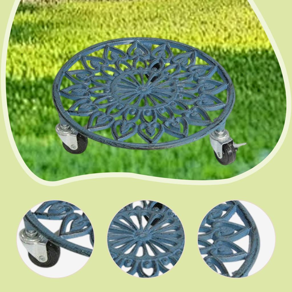 Plant Roller Stand, Rolling Tray, Pot Trolley, Sturdy Iron Structure, Universal Wheels, Suitable for