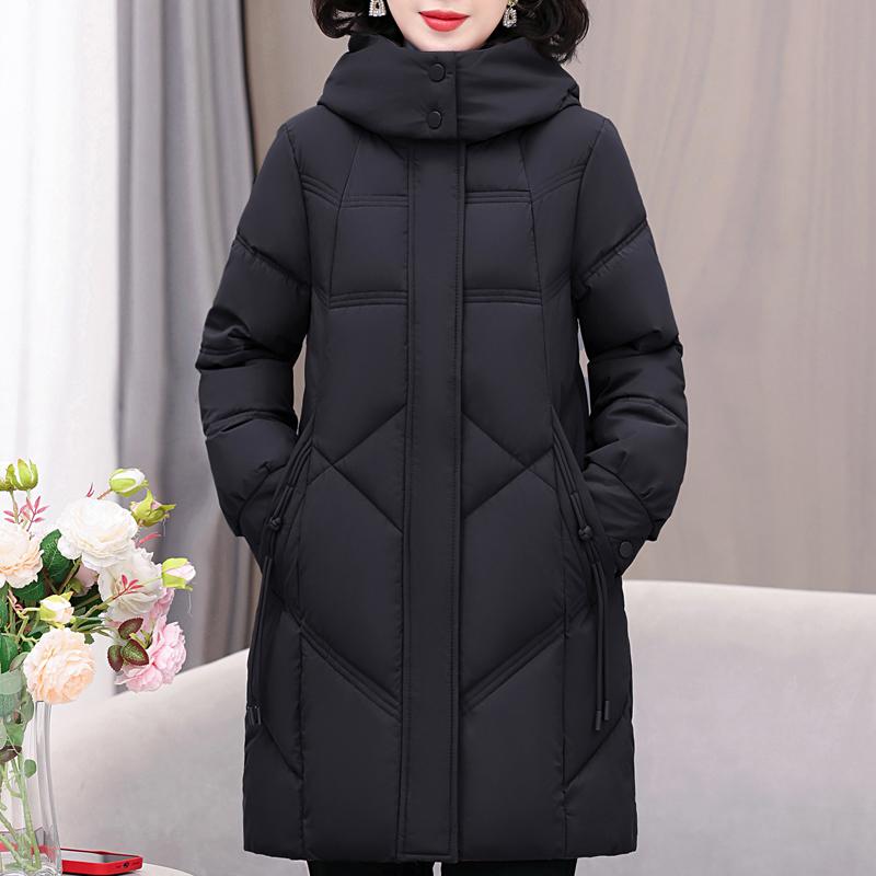 Plus Size XL-5XL Fashion Winter Coat Female Long Parkas Hooded Thick Warm Loose Middle Age Women's Jackets