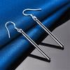 Elegant 925 Sterling Silver Exquisite Long Column Drop Earrings Women's Fashion Wedding Party Jewelry