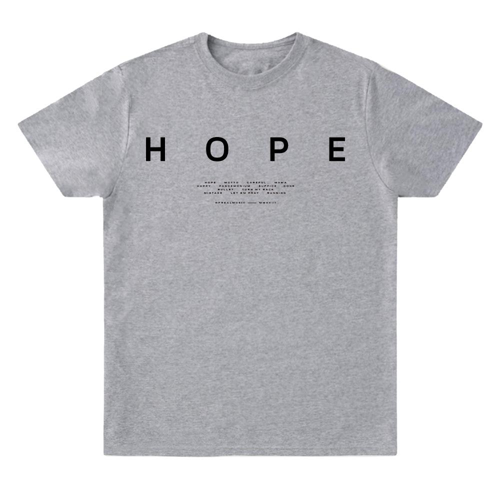 NF Hope Tracklist T-Shirt Cotton Short Sleeved T Shirt Retro Casual Graphic Print Unisex Tee Fashion New Versatile