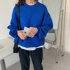 Solid Color Sweater Women's Space Cotton Loose Round Neck Long Sleeve Pullover Top