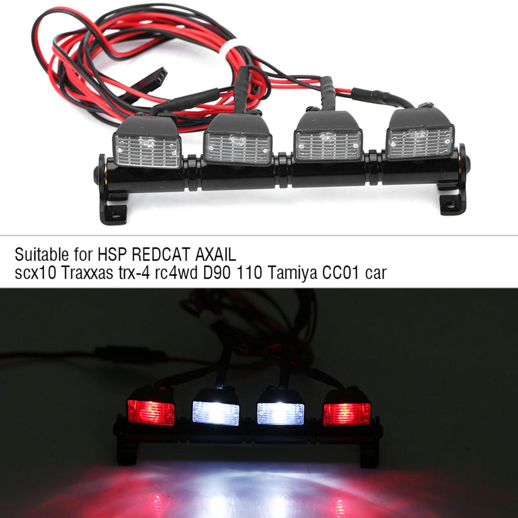 4 LEDs Light Bar Roof Lights Lamp A essory Part for scx10 ‑4 RC Car (White)