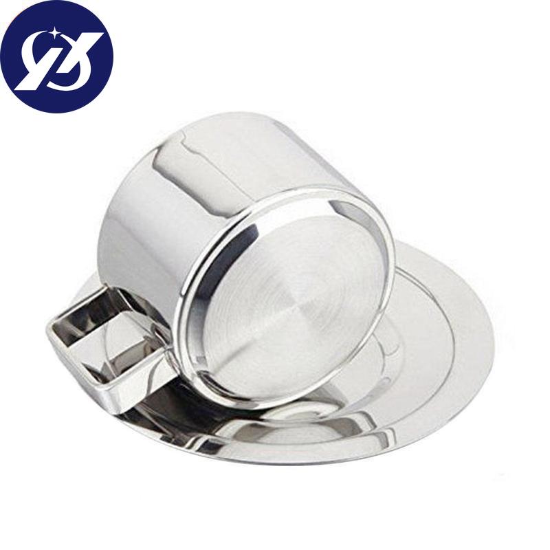 New Stainless Steel Coffee Cup Saucer and Spoon Set  Coffee Mug  Gifts