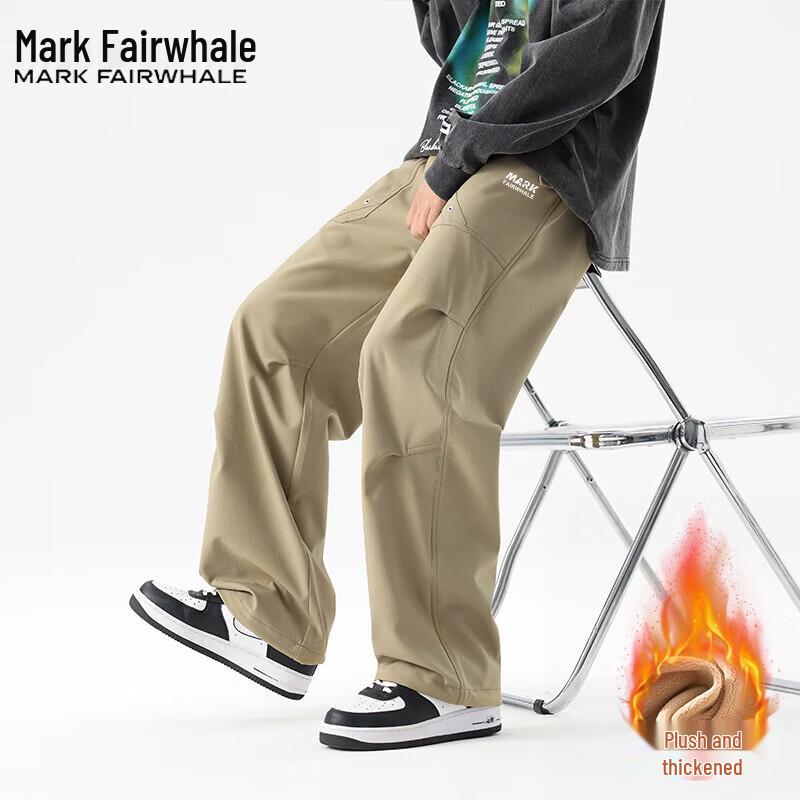 Mark Fairwhale Men's Autumn/Winter Plush Warm Straight-Leg Casual Pants