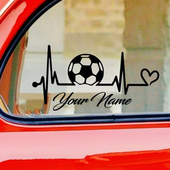 Heartbeat Soccer Ball Car Sticker for Vehicle Sporty Vinyl Decal for Motorcycle Waterproof Scratch Cover for Bumper