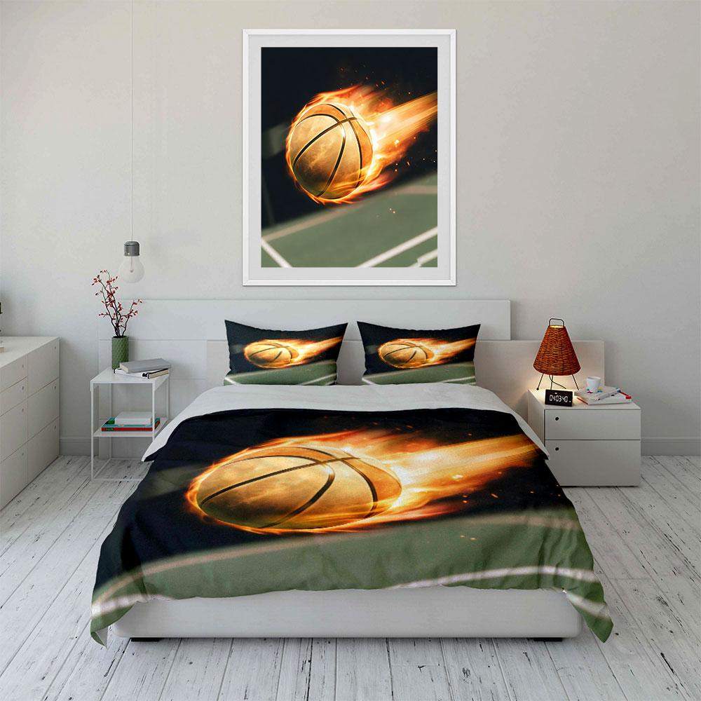 Basketball Art Decor Set Soft Comfortable Duvet Cover Bedding Set Included 1*Duvet Cover & 2*Pillowcases, Gift