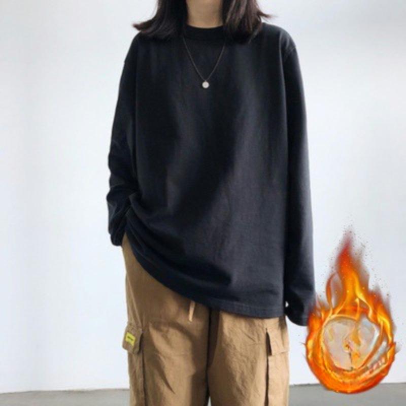 White Velvet Thermal Bottoming Shirt for Women's Autumn and Winter New Korean Version of Women's Clothing with Student Long-sleeved T-shirt