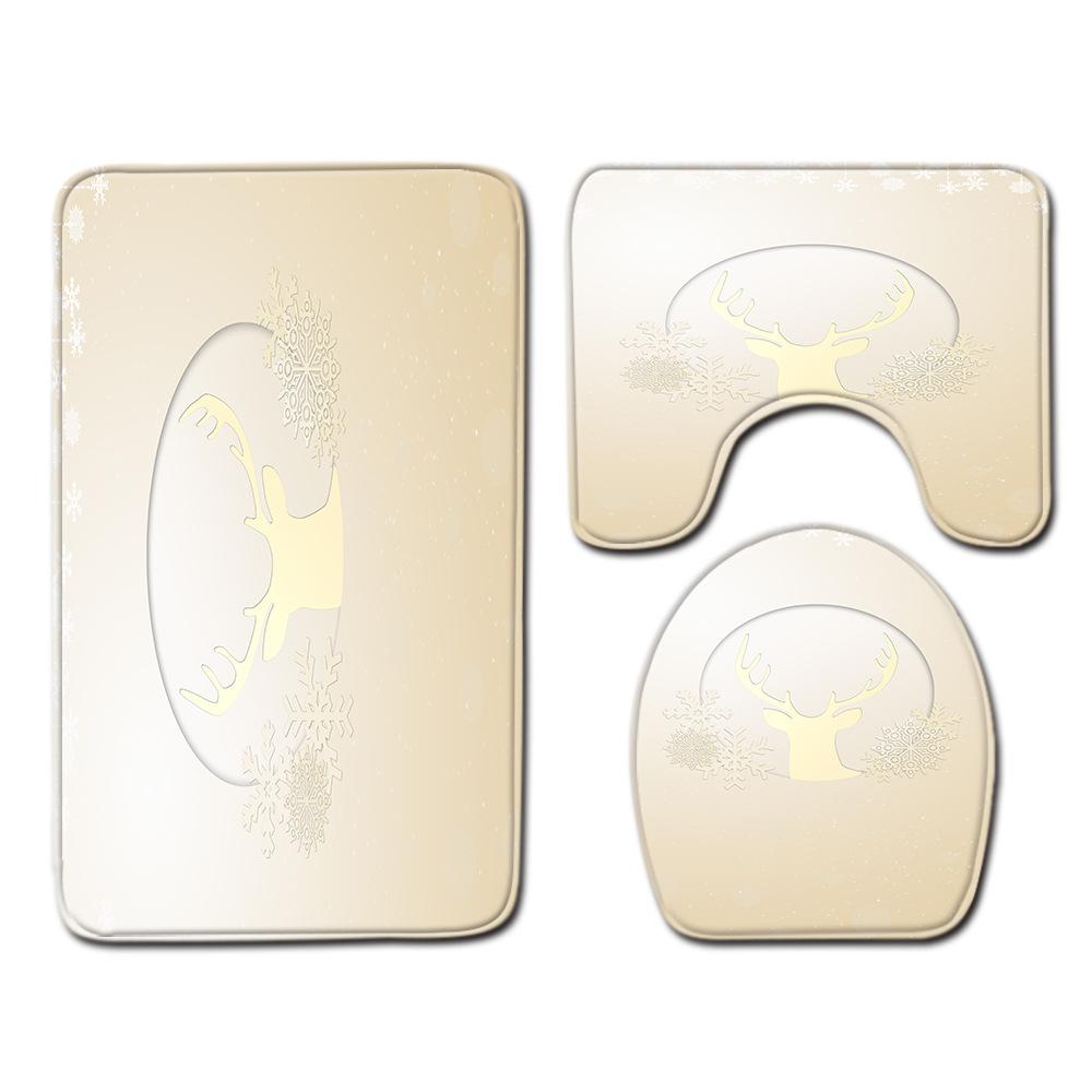 Christmas Bathroom Floor Mat Toilet Three-Piece Set