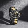 Mens Multifunctional Double-Display Watches Date Stainless Steel Watchband LED Luminous Mode Waterproof Wrist Watch