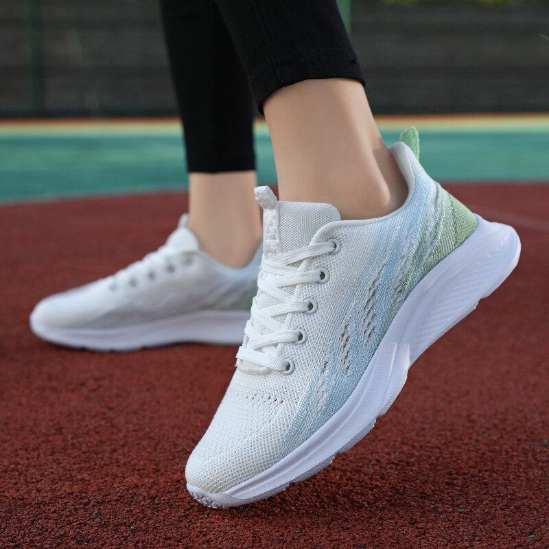 Women Breathable Mesh Sneakers Fashion Colorful Casual Sports Shoes Ladies Light Knitted Running Shoes Elastic Non Slip Sole