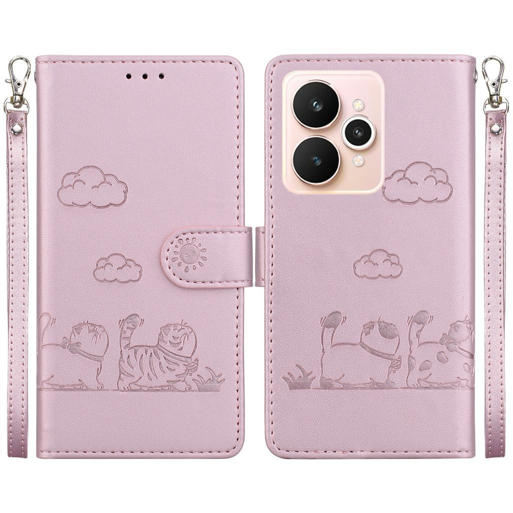 For Realme 15 Pro 5G/15 5G Case RFID Blocking Kitten Pattern TPU+PU Leather Phone Cover with Wrist Strap