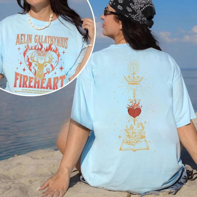 Women Aelin Letter Printed Unisex Tops Throne of Glass Fan Comfort Breathable TShirt Casual Short Sleeves Oneck Top Streetwear
