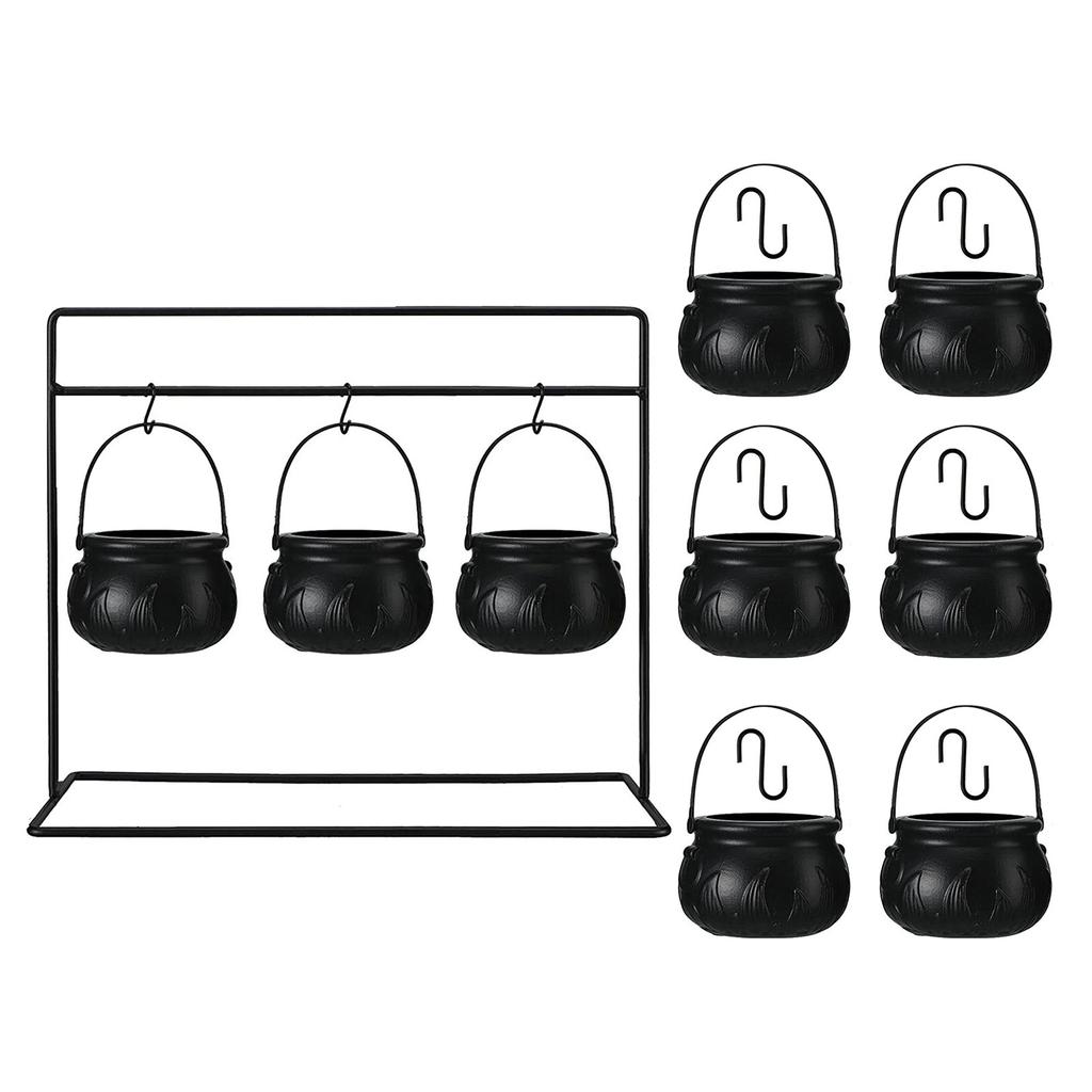 Pack Of 3/6/9 Halloween Witch Cauldron Candy Bowls With Metal Stands For Indoor Outdoor Party Tabletop Decorations
