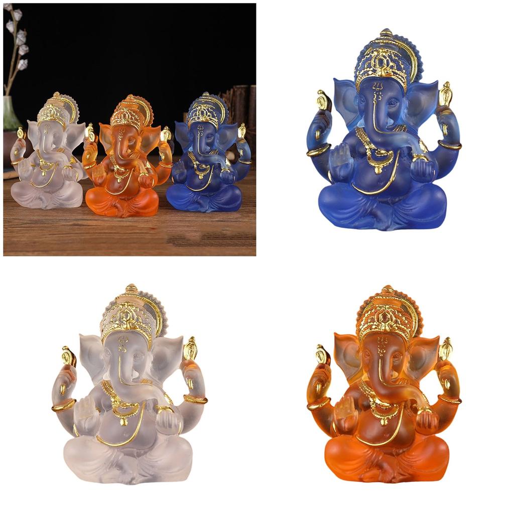 Detailed Ganesha Statue Resin Craft Spiritual Home Decoration Office Sculpture Hindu God Figurine Elephant God Model