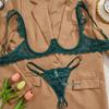 Blumen-Spitzen-Dessous-Set ohne Schritt: Zweiteiler mit Nippel-Enthüllung und sexy Cut-Out-Design