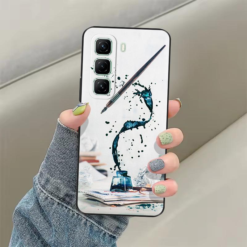 For Infinix Hot 50 5G Phone Case Heart Flower Soft Liquid Silicon Cover For Infinix Hot 50 Pro Plus Cases hot50 Protection Shell