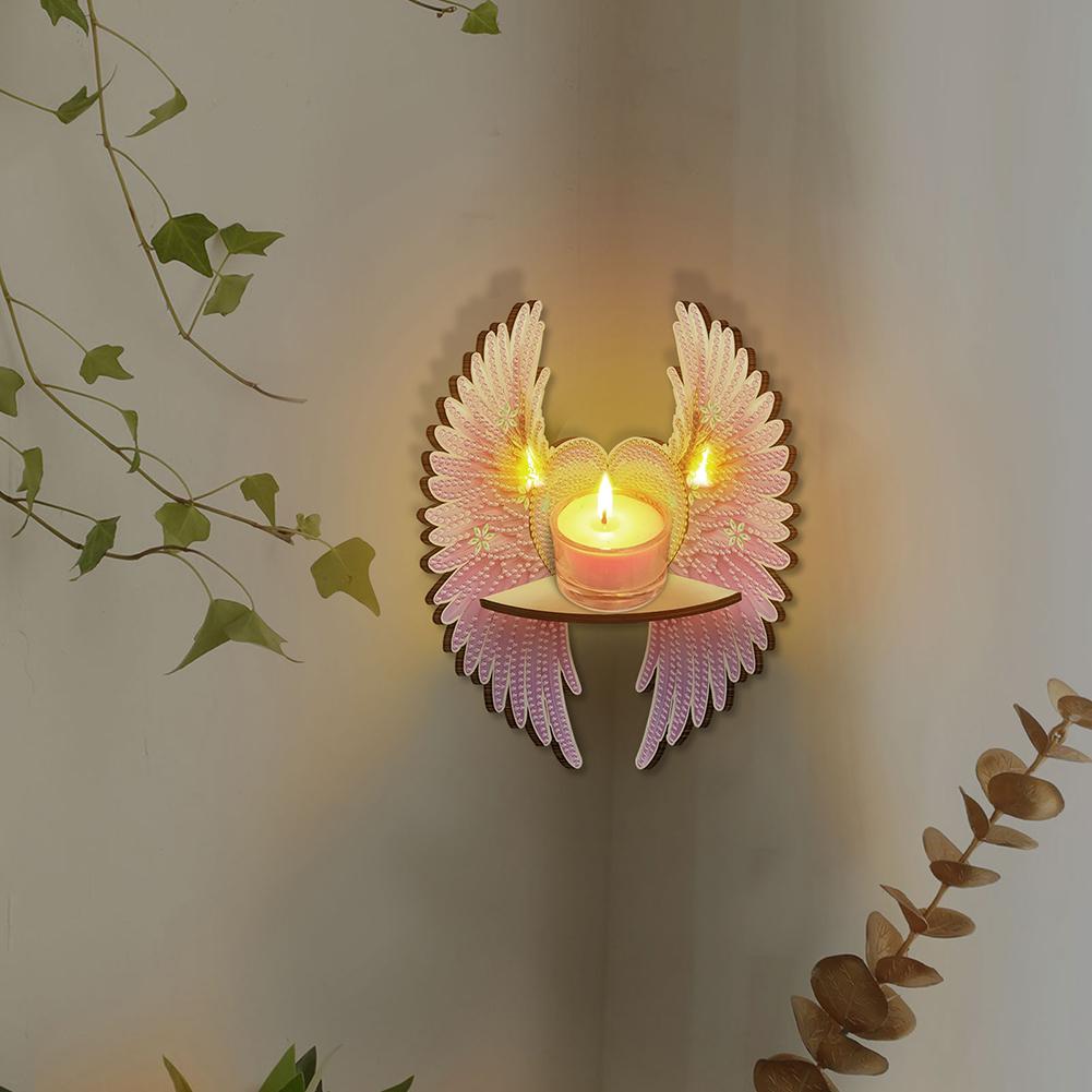 5D DIY Diamond Art Floating Corner Shelf Colorful ButterflyPattern Diamond Painting Triangle Fan Shaped Rack for Kitchen Bedroom