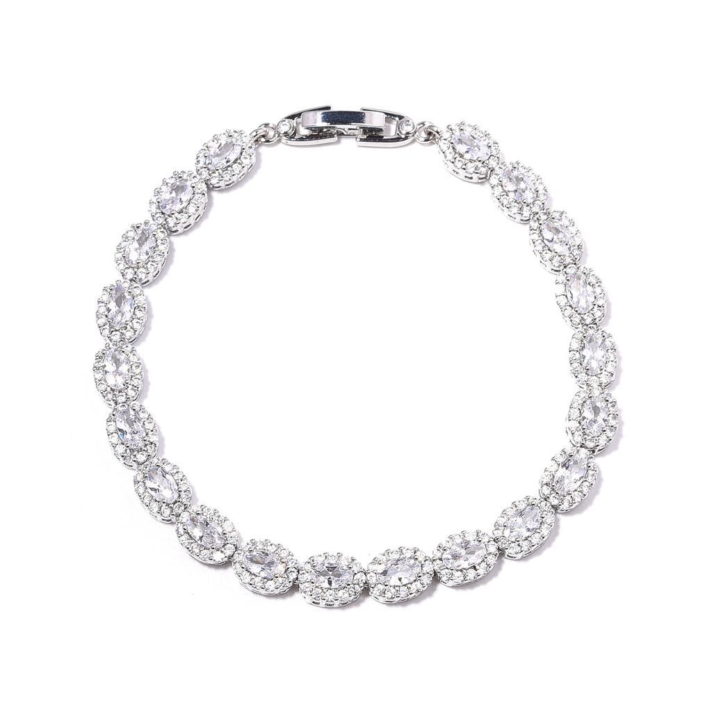 Oval Zircon Bracelet Jewelry Women'S Extension Buckle Simple Women'S Bracelet High-End Jewelry Accessories