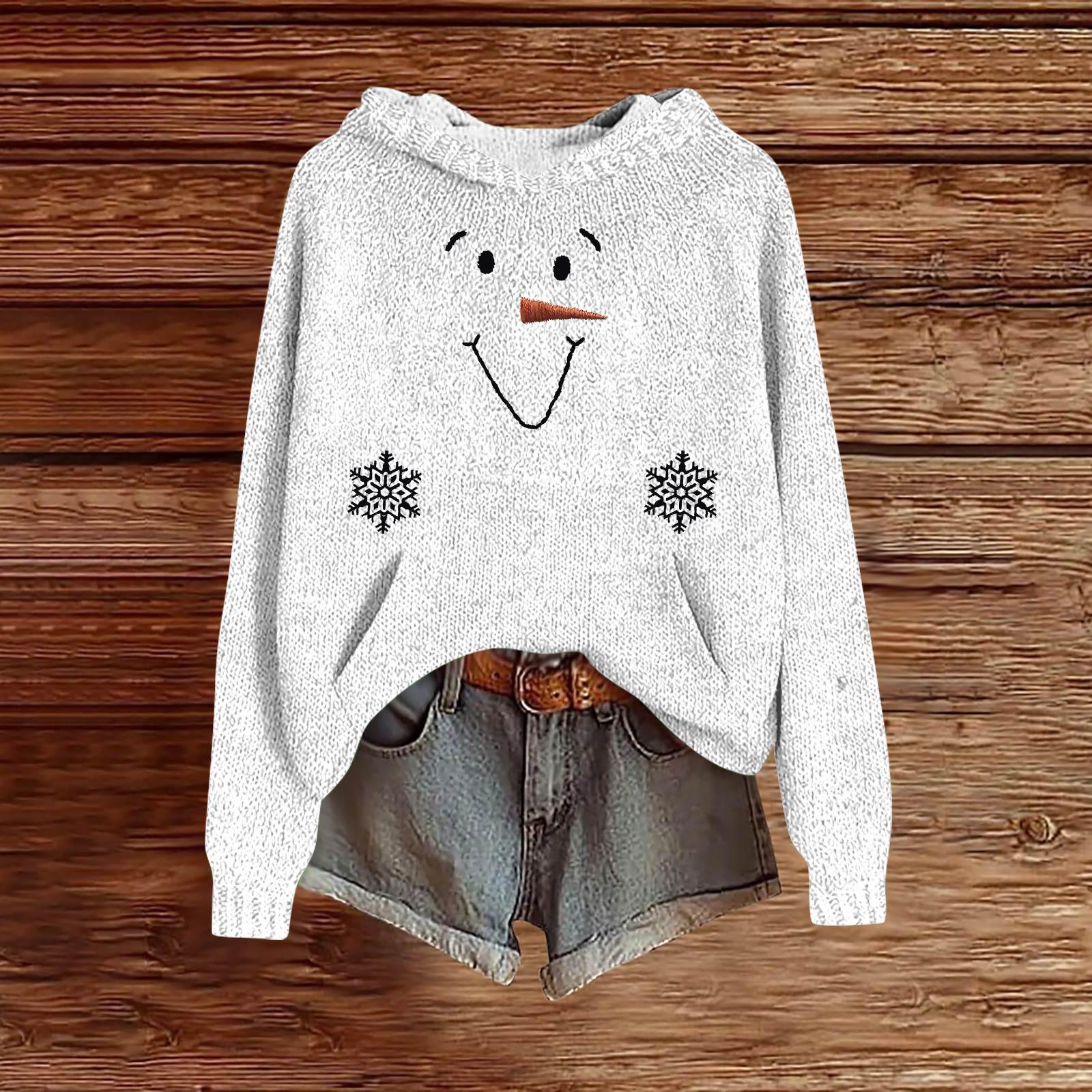 Женские толстовки Вязаный свитер Милая рубашка Осенний пуловер Толстовка с капюшоном XL белый 2619₽