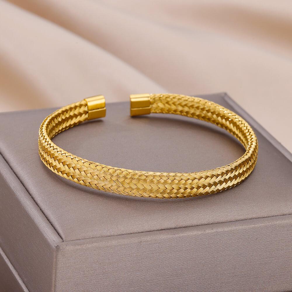 316L Stainless Steel Bangles For Women Vintage Punk Open Wide Bangle Bracelets Exquisite Wedding Jewelry Gift