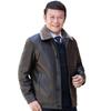 Men's 50+ Velvet-Lined Leather Jacket for Winter, Suitable for Middle-Aged & Elderly