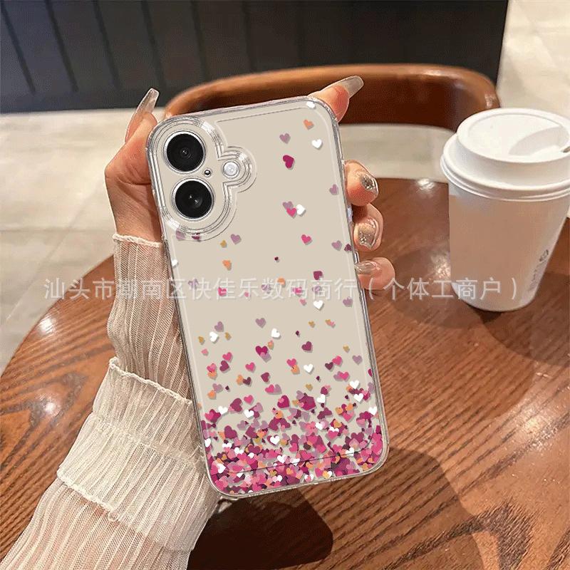 ins wind sweetheart graffiti applies to Apple 15promax mobile phone case iPhone14 transparent 16/17 soft glue 1213