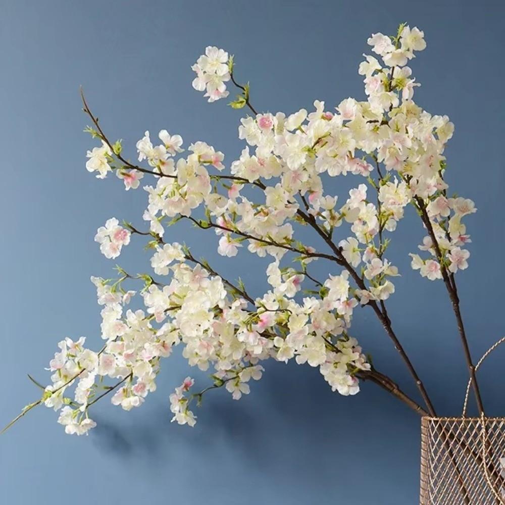 Durable Decorative Realistic Floral Artificial Cherry Blossom DIY Vase Arrangements Fake Cherry Blossom Silk Flower Home Decor