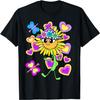 Sommer Hippie Sonnenblume Retro 80er 90er Kinder Blumen T-Shirt