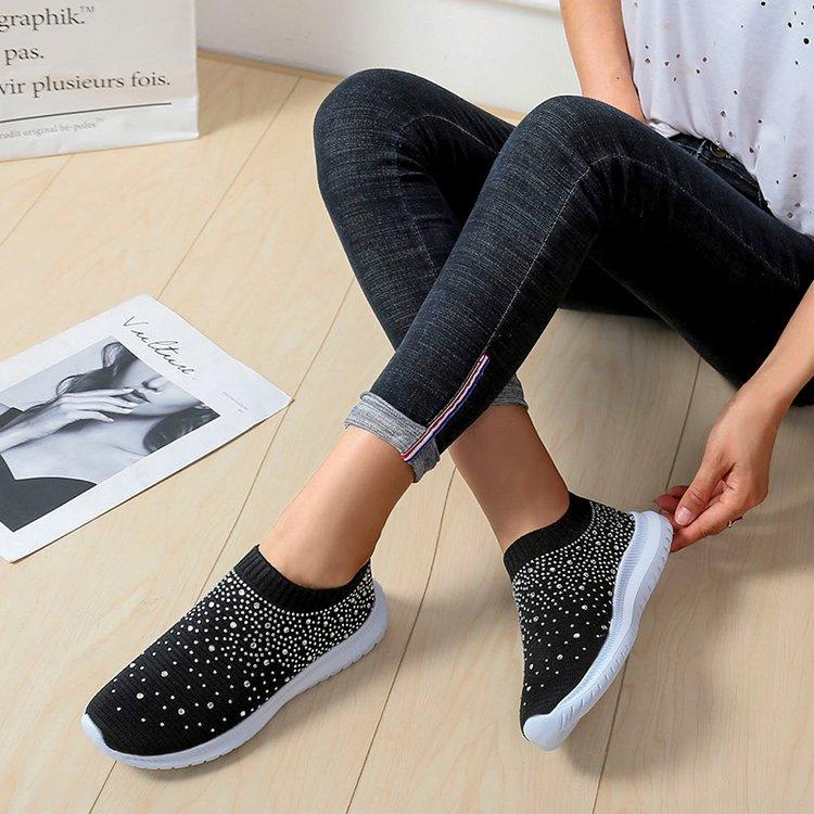 

New large size flying woven casual rhinestone fashion casual spring and autumn women s shoes 320g 35 білий