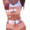 European and American women's large size split swimsuit popular high waist seaside vacation wind beach hot spring